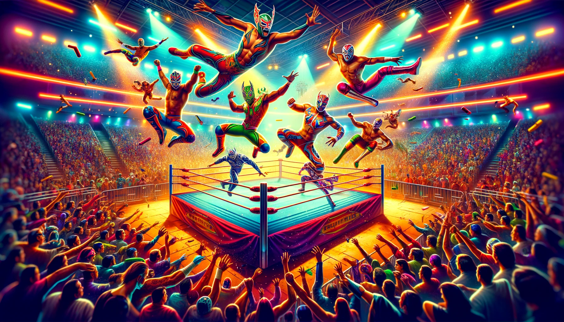 lucha libre fighters in the ring